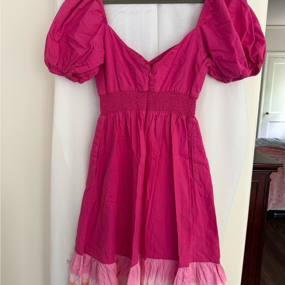 Pre-lived Sachin + Babi Vibrant Pink and Orange Bri Midi Dress Size 8 - Picture 6 of 7